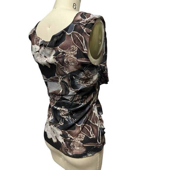 cleo SZ M Womens Mixed Print Sleeveless Mesh Faux Wrap Top Whimsigoth Y2K - Picture 2 of 4